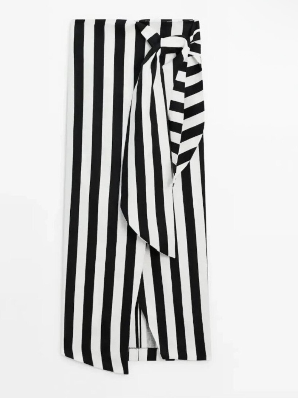 Massimo Dutti Studio Black and White Stripe Wrap Midi Skirt